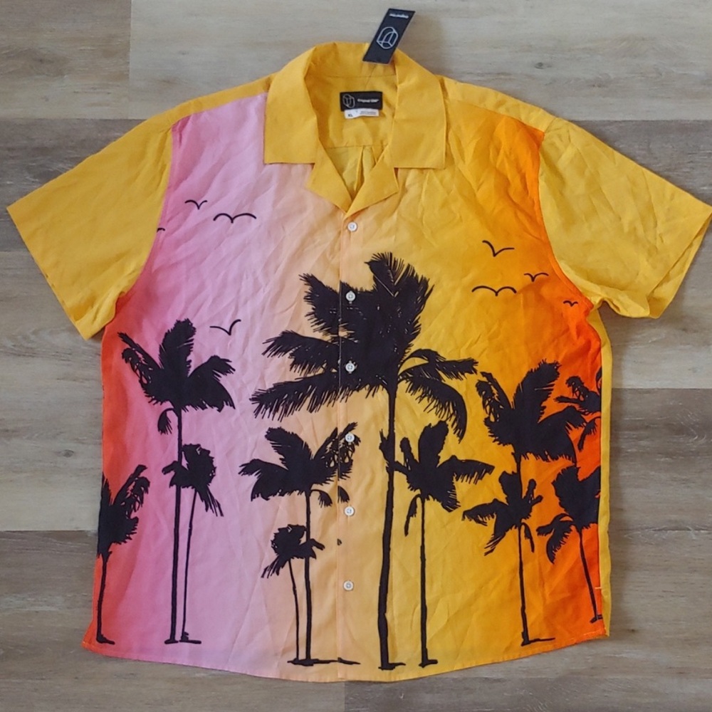 Original Use men's button down sunset M shirt yellow pink NWT